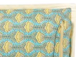 Almofada Decorativa Com Padrao De Flores Em Algodao Azul E Amarelo 45 X 45 Cm Wakegi