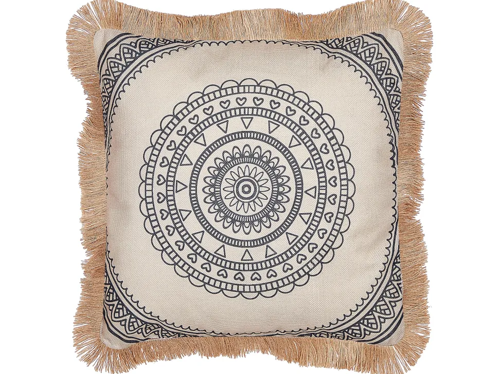 Almofada Decorativa Creme E Preta 45 X 45 Cm Geranium