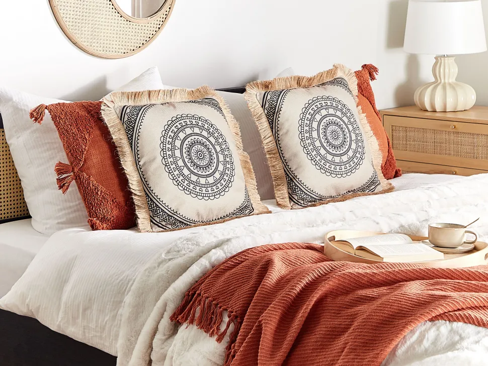 Almofada Decorativa Creme E Preta 45 X 45 Cm Geranium