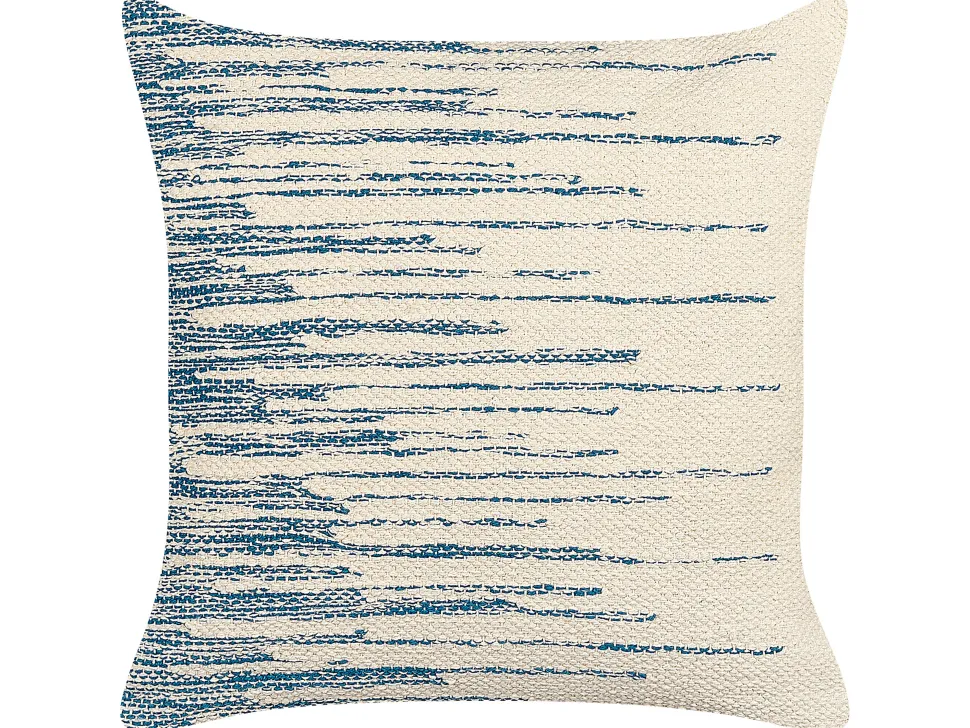 Almofada Decorativa Creme E Azul 45 X 45 Cm Rivina