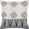 Almofada Decorativa De Algodao Tufada Em Algodao Creme E Cinzento 45 X 45 Cm Alocasia