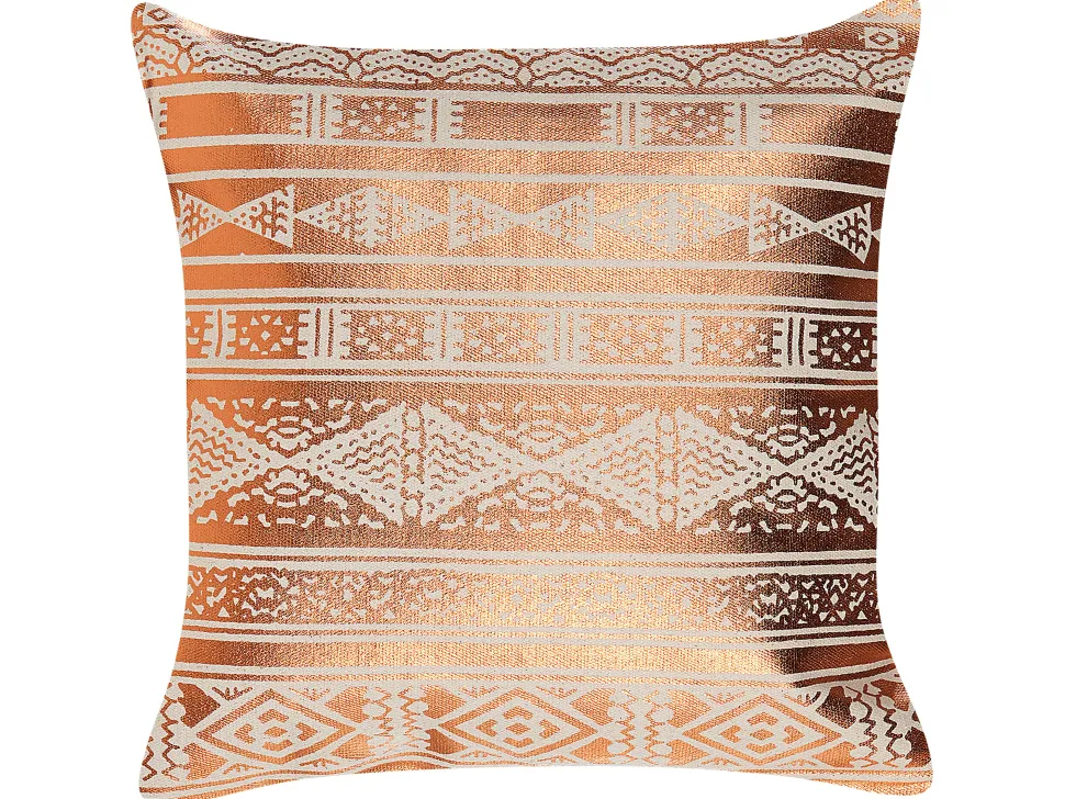 Almofada Decorativa De Algodao Com Padrao Geometrico Cobre 50 X 50 Cm Oujda