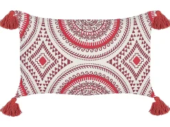 Almofada Decorativa Em Algodao Vermelho E Branco 30 X 50 Cm Anthemis