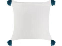 Almofada Decorativa Em Algodao Branco E Azul Escuro 45 X 45 Cm Tilia