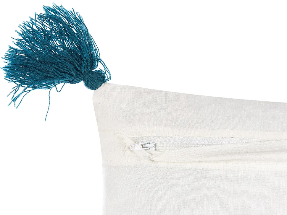 Almofada Decorativa Em Algodao Branco E Azul Escuro 45 X 45 Cm Tilia