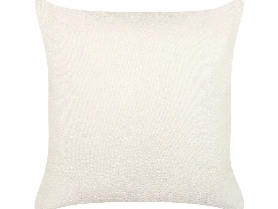 Almofada Decorativa Em Algodao Branco E Azul Com Borlas 45 X 45 Cm Datura