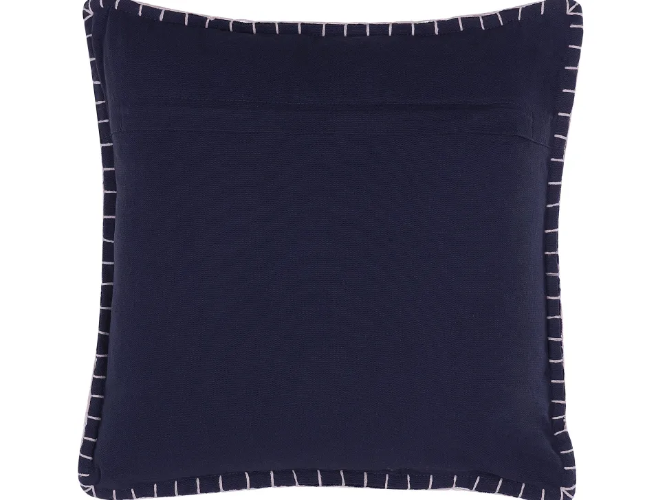 Almofada Decorativa Em Algodao E Viscose Azul Escura Com Relevo 45 X 45 Cm Melur