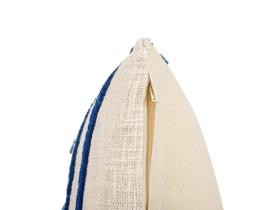 Almofada Decorativa Em Algodao Creme E Azul Marinho Com Padrao Abstrato 45 X 45 Cm Pleione