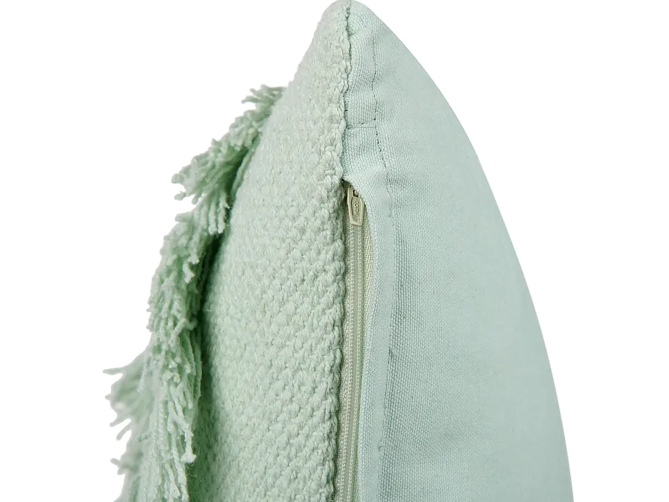 Almofada Decorativa Em Algodao Verde Claro Com Borlas 45 X 45 Cm Bacopa