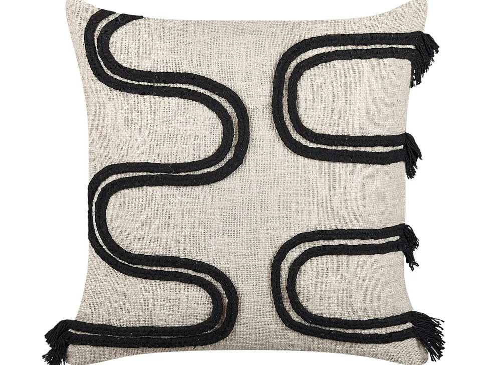 Almofada Decorativa Em Algodao Creme E Preto 45 X 45 Cm Fuchsia