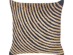 Almofada Decorativa Em Algodao Preto Com Juta Creme 45 X 45 Cm Bergenia