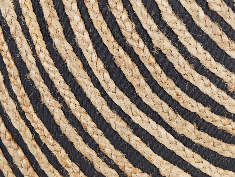 Almofada Decorativa Em Algodao Preto Com Juta Creme 45 X 45 Cm Bergenia