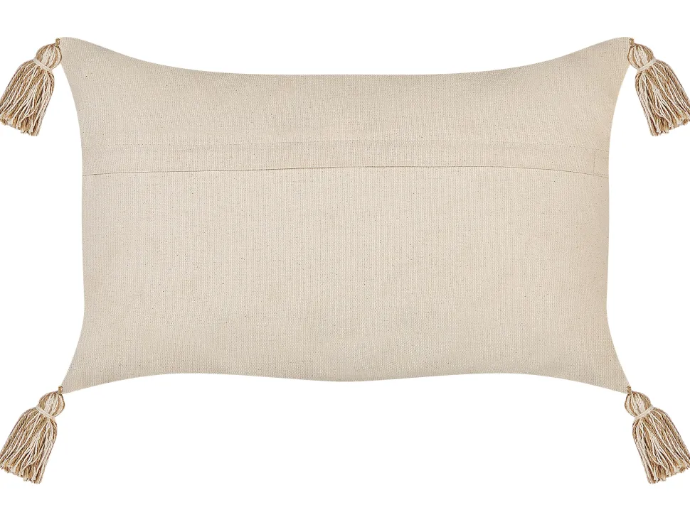 Almofada Decorativa Em Algodao Creme Com Padrao Geometrico 30 X 50 Cm Incana