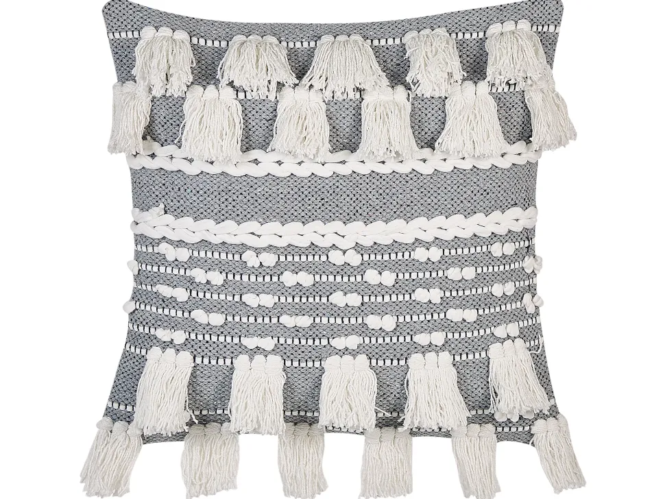 Almofada Decorativa Em Algodao Branco E Cinzento 45 X 45 Cm Brahea