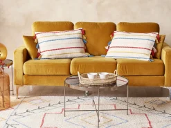 Almofada Decorativa Em Algodao Multicolor Com Padrao De Riscas E Borlas 40 X 60 Cm Agave