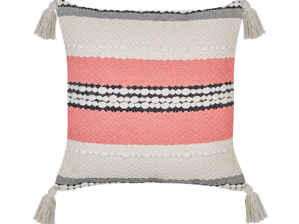 Almofada Decorativa Em Algodao Creme E Vermelho 45 X 45 Cm Euphorbia