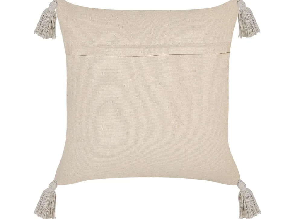 Almofada Decorativa Em Algodao Creme E Vermelho 45 X 45 Cm Euphorbia