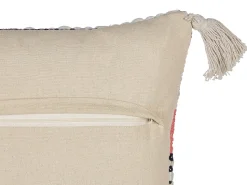 Almofada Decorativa Em Algodao Creme E Vermelho 45 X 45 Cm Euphorbia