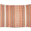 Almofada Decorativa Em Algodao Laranja E Branco Com Padrao Geometrico 30 X 50 Cm Inula