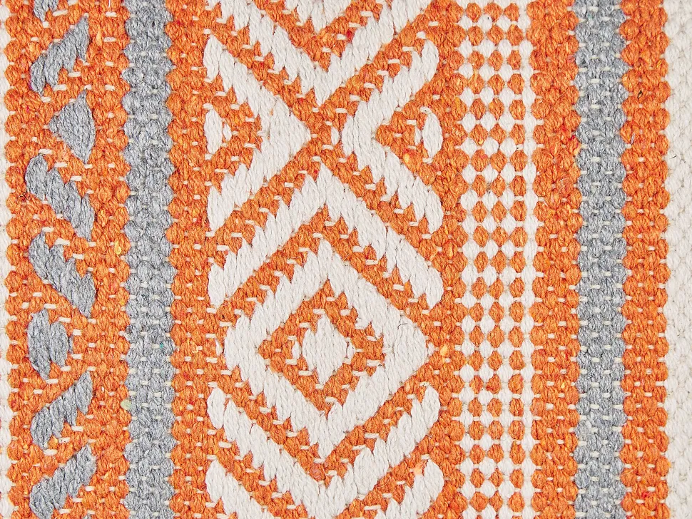 Almofada Decorativa Em Algodao Laranja E Branco Com Padrao Geometrico 30 X 50 Cm Inula