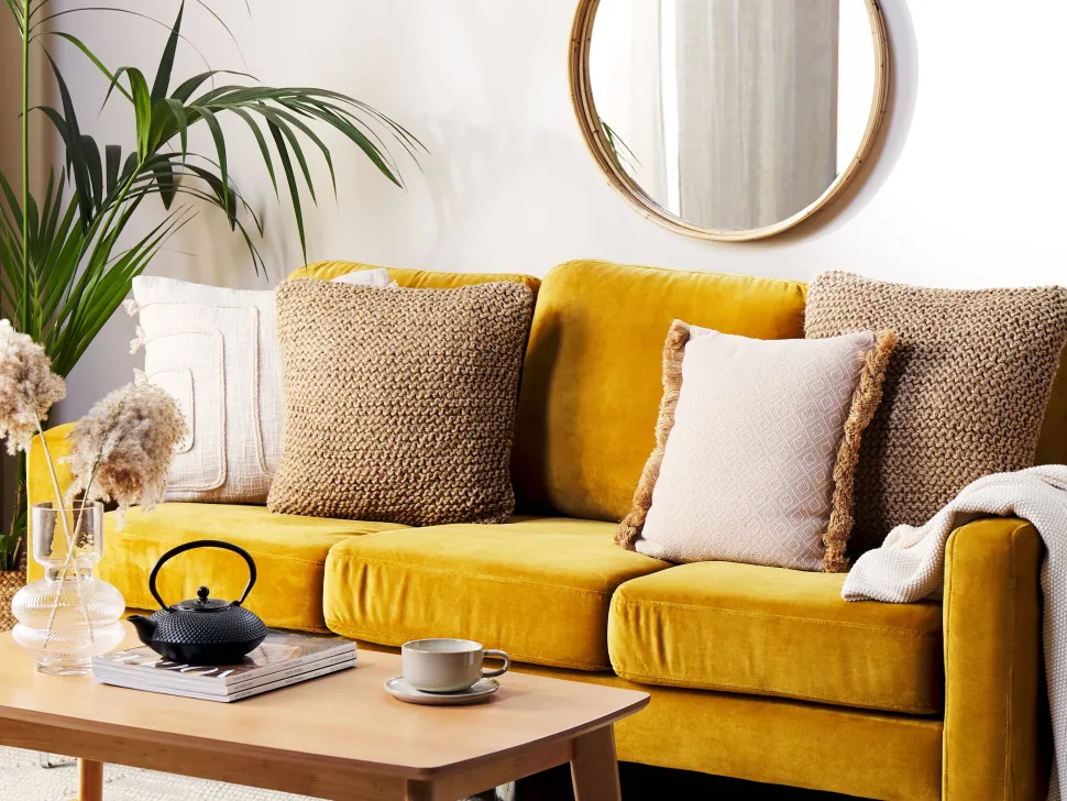 Almofada Decorativa Em Juta Creme 45 X 45 Cm Begonia