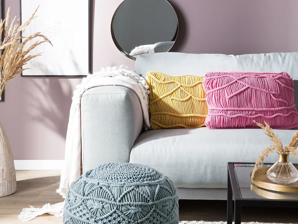 Almofada Decorativa Em Macrame De Algodao Rosa 30 X 50 Cm Kiris