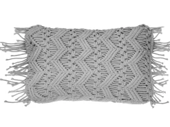 Almofada Decorativa Em Macrame De Algodao Cinzento 30 X 45 Cm Kirikkale