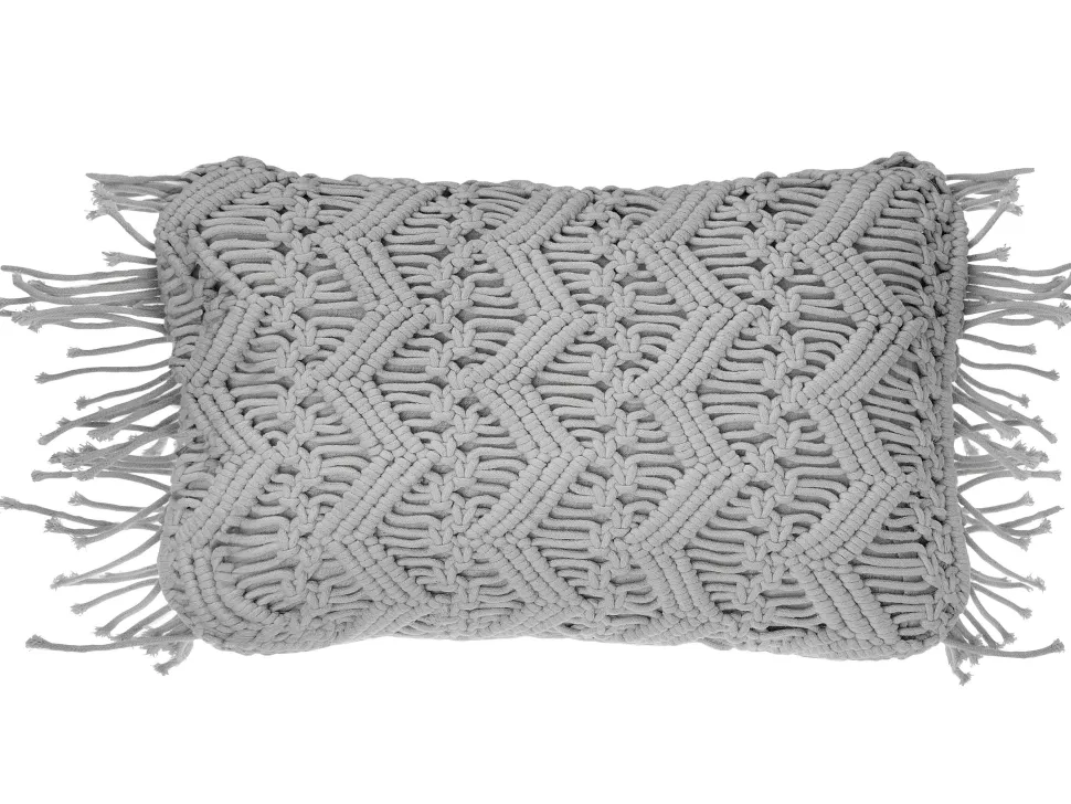 Almofada Decorativa Em Macrame De Algodao Cinzento 30 X 45 Cm Kirikkale