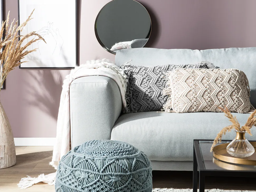 Almofada Decorativa Em Macrame De Algodao Cinzento 30 X 45 Cm Kirikkale