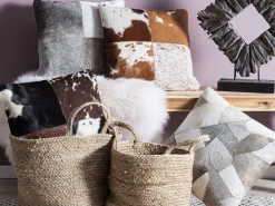 Almofada Decorativa Em Pele Castanha Escura 45 X 45 Cm Marady