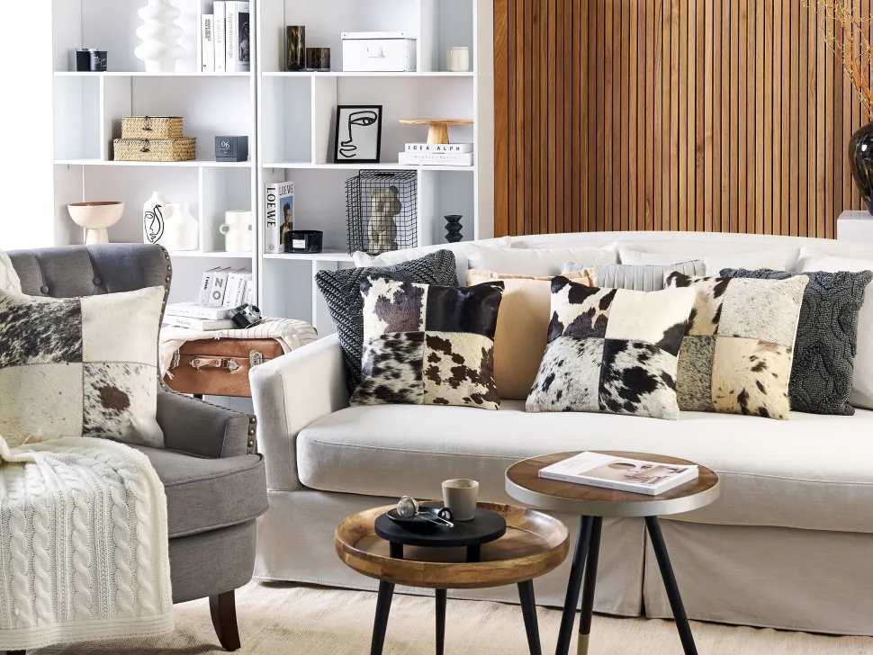 Almofada Decorativa Em Pele Cinzenta 45 X 45 Cm Marady