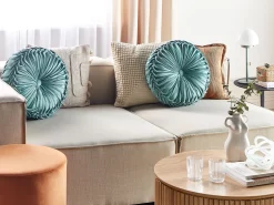 Almofada Decorativa Em Veludo Azul Esverdeado 40 Cm Udala