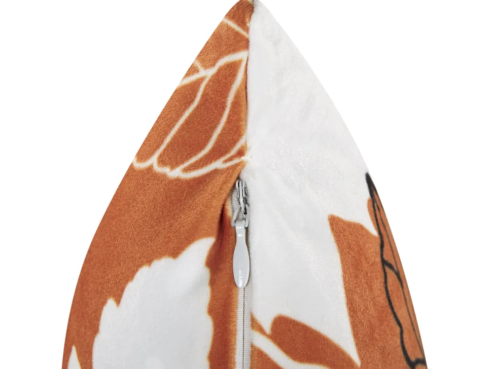 Almofada Decorativa Em Veludo Laranja Com Padrao De Folha 45 X 45 Cm Poinsettia