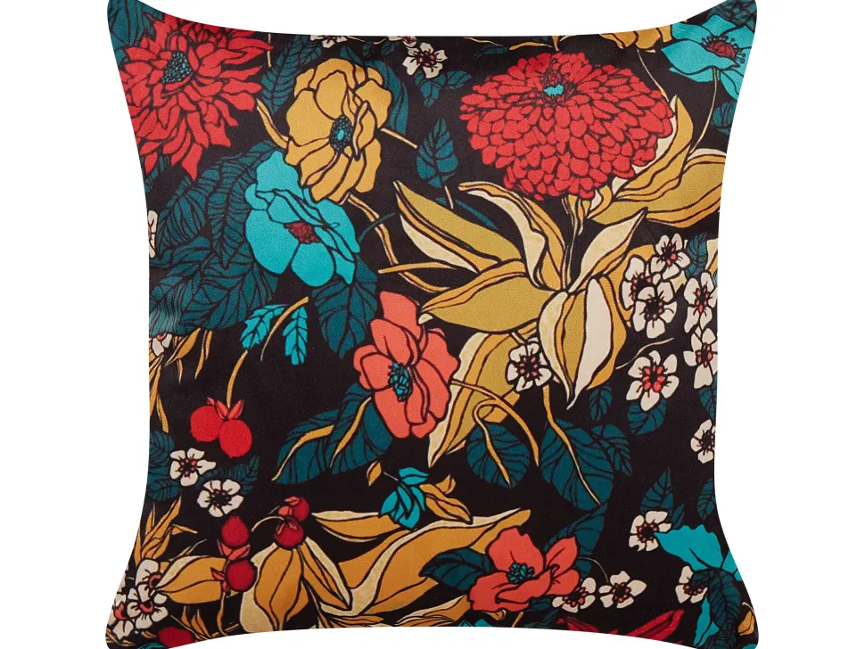 Almofada Decorativa Em Veludo Multicolor Com Padrao De Flores 45 X 45 Cm Protea
