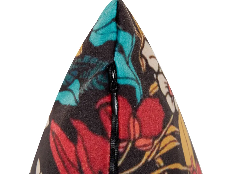 Almofada Decorativa Em Veludo Multicolor Com Padrao De Flores 45 X 45 Cm Protea