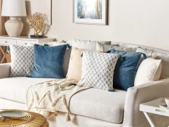 Almofada Decorativa Em Veludo Azul Escuro 45 X 45 Cm Setaria