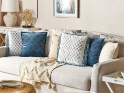 Almofada Decorativa Em Veludo Azul Escuro 45 X 45 Cm Seseli