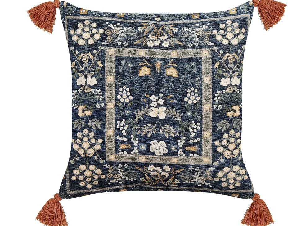 Almofada Decorativa Padrao Floral Em Veludo Multicolor 45 X 45 Cm Panax