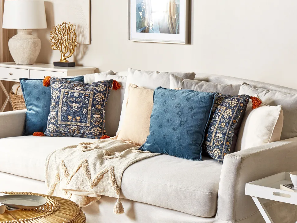 Almofada Decorativa Padrao Floral Em Veludo Multicolor 45 X 45 Cm Panax