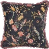 Almofada Decorativa Padrao Floral Em Veludo Preto E Rosa 45 X 45 Cm Morus