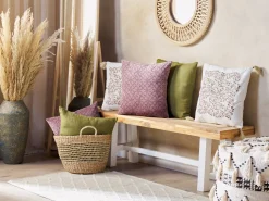 Almofada Decorativa Padrao Geometrico Em Veludo Rosa 45 X 45 Cm Larkspur