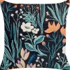 Almofada Decorativa Padrao Floral Em Veludo Verde E Preto 45 X 45 Cm Osmunda