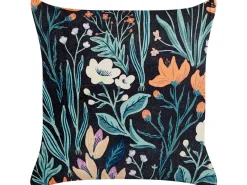 Almofada Decorativa Padrao Floral Em Veludo Verde E Preto 45 X 45 Cm Osmunda