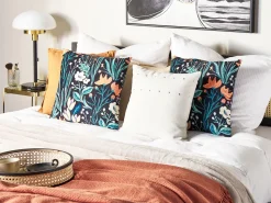 Almofada Decorativa Padrao Floral Em Veludo Verde E Preto 45 X 45 Cm Osmunda