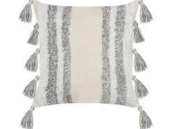 Almofada Decorativa Tufada Em Algodao Creme E Cinzenta 45 X 45 Cm Heliconia