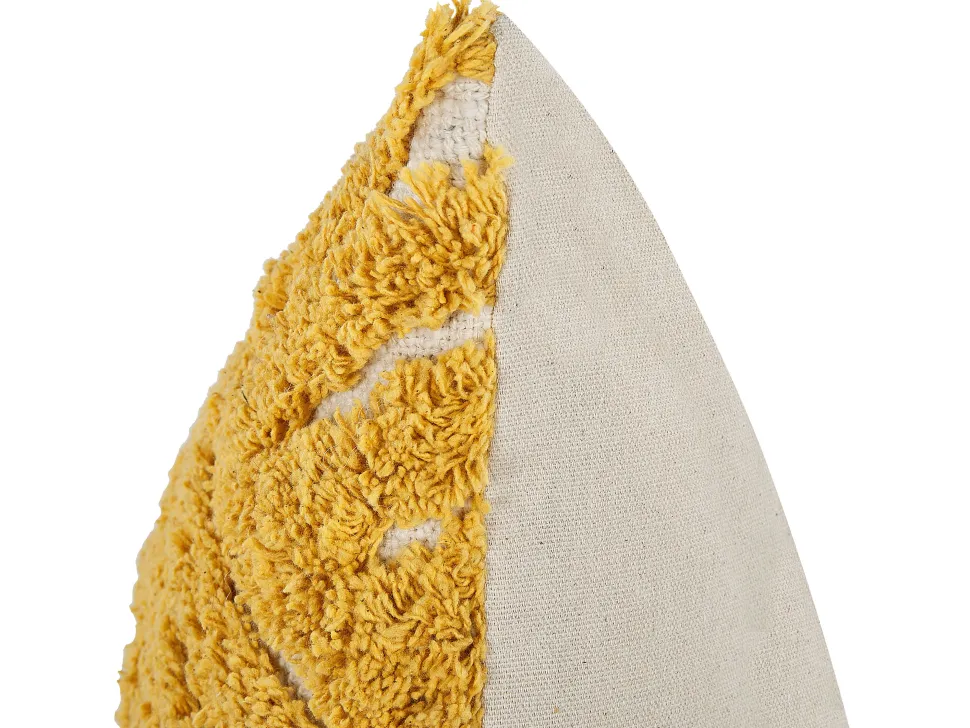 Almofada Decorativa Tufada Em Algodao Amarelo 45 X 45 Cm Alcea