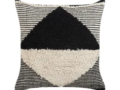 Almofada Decorativa Tufada Em Algodao Creme E Preto 50 X 50 Cm Khora