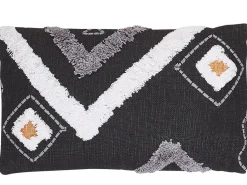 Almofada Decorativa Tufada Em Algodao Preto 30 X 50 Cm Viburnum