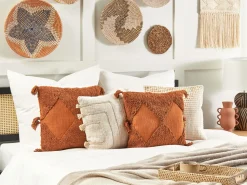 Almofada Decorativa Tufada Em Algodao Laranja 45 X 45 Cm Avium