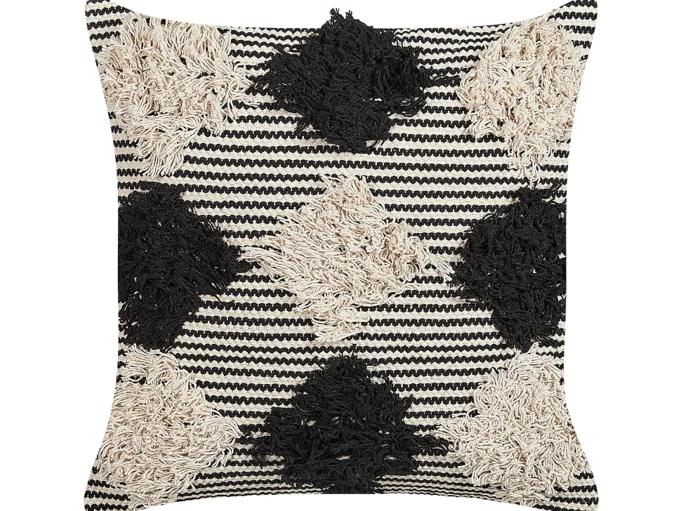 Almofada Decorativa Tufada Em Algodao Creme E Preto 50 X 50 Cm Bhusawal